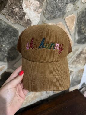 Ski Bunny Embroidered Corduroy Cap